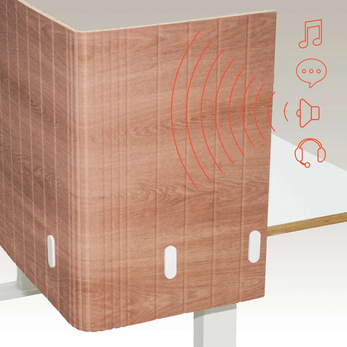 Brown table partition FLEXMIUT ROLL W with sound-absorbing properties by hjh OFFICE