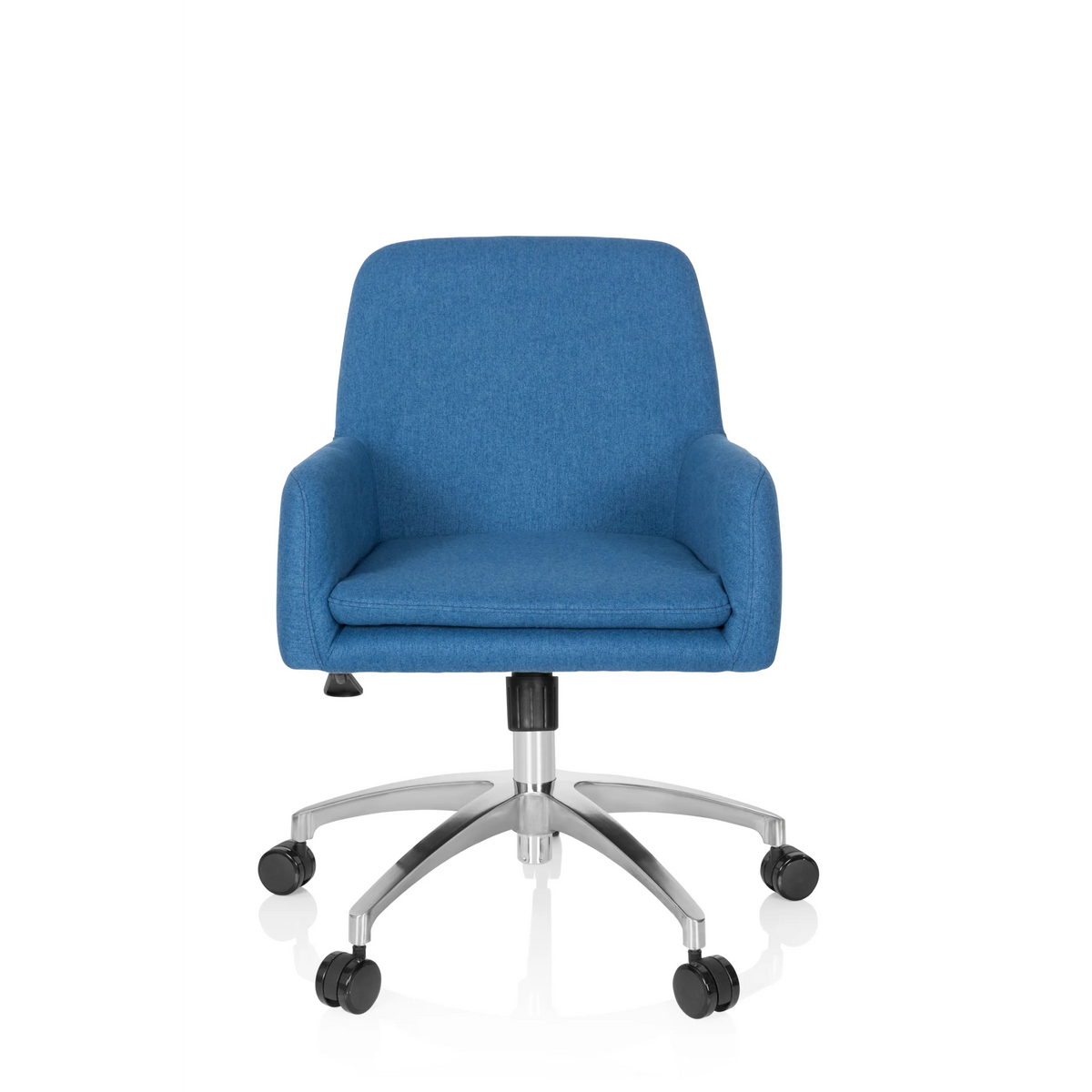 Blue Home Office Chair SHAKE 400 with armrests and five-caster base by hjh OFFICE – 360-degree view (front view 0°)