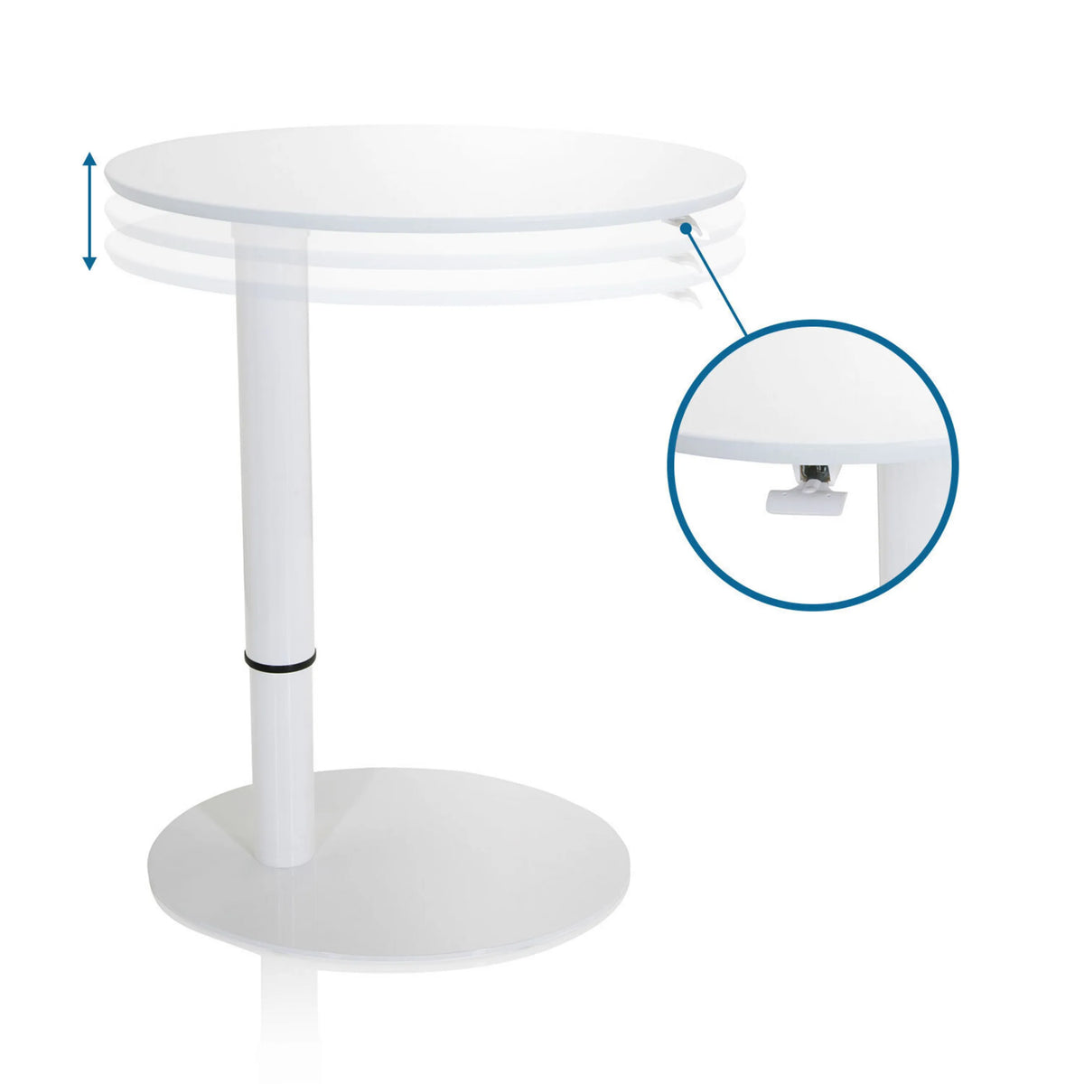 Height-adjustable tabletop of the STAND III standing desk in white by hjh OFFICE