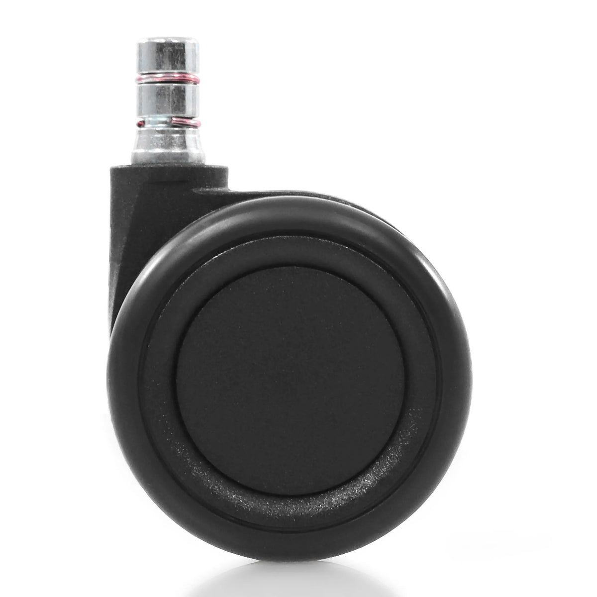 Black Castors 5x ROLO COLOR 60 11mm/60mm for hard floors with metallic mounting pin by hjh OFFICE – 360-degree view (rear three-quarter view 240°)
