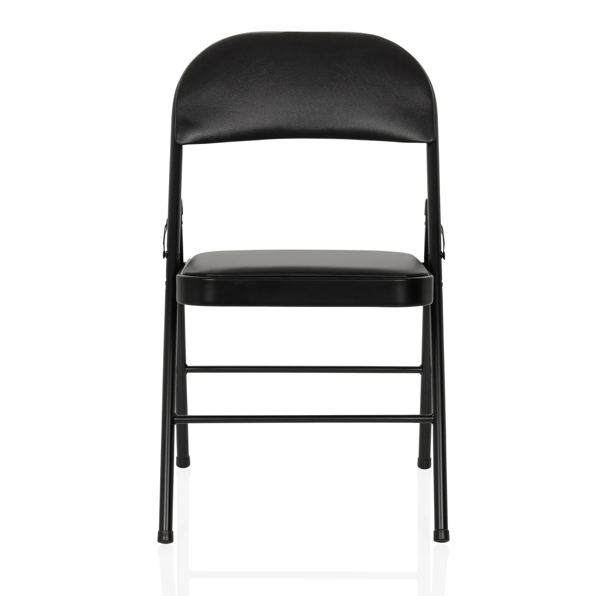 Black folding chair TUDELA H with faux leather upholstery by hjh OFFICE – 360-degree view (front view 0°)