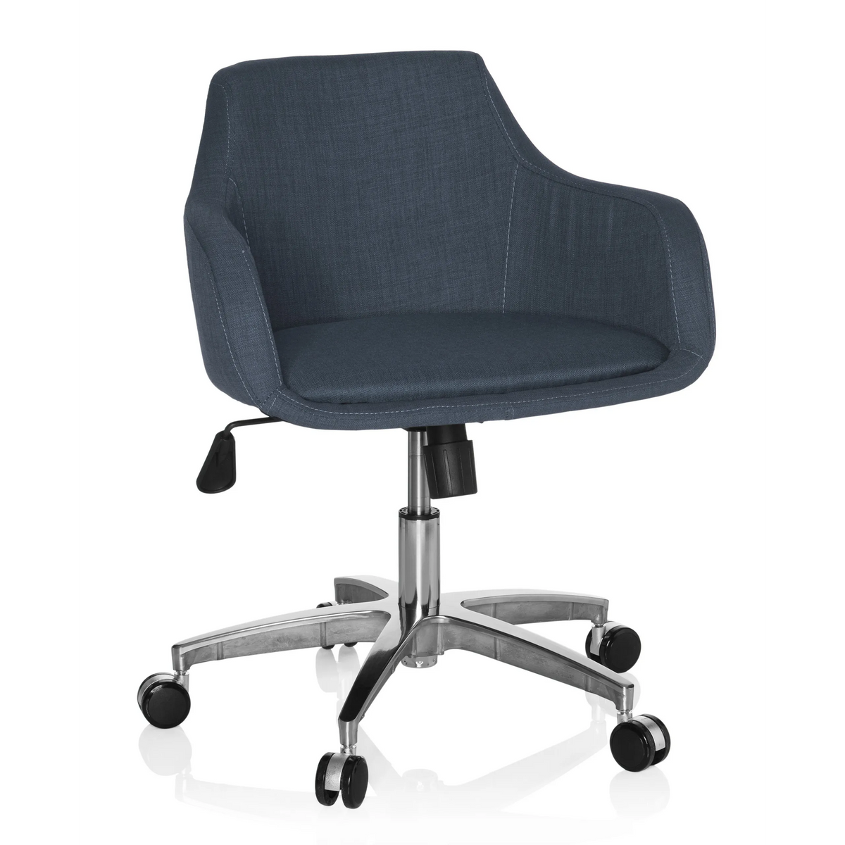 Dark grey Home Office Chair SOLAO 100 with padded shell and five-caster base by hjh OFFICE – 360-degree view (front view 20°)