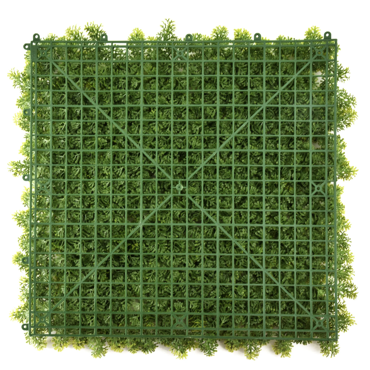 Green plant mat LEAFLUXE 3 with square plastic grid and artificial greenery by hjh LIVING