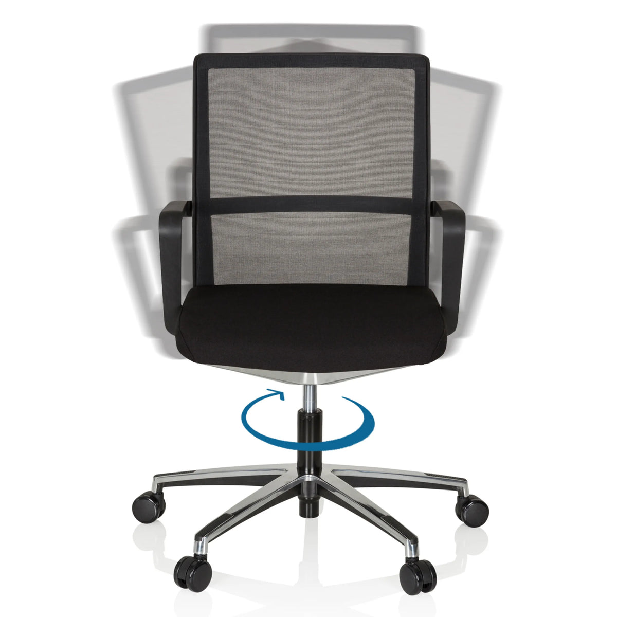360-degree swivel function of the Professional Office Chair MOVE-TEC NET 3D in black by hjh OFFICE