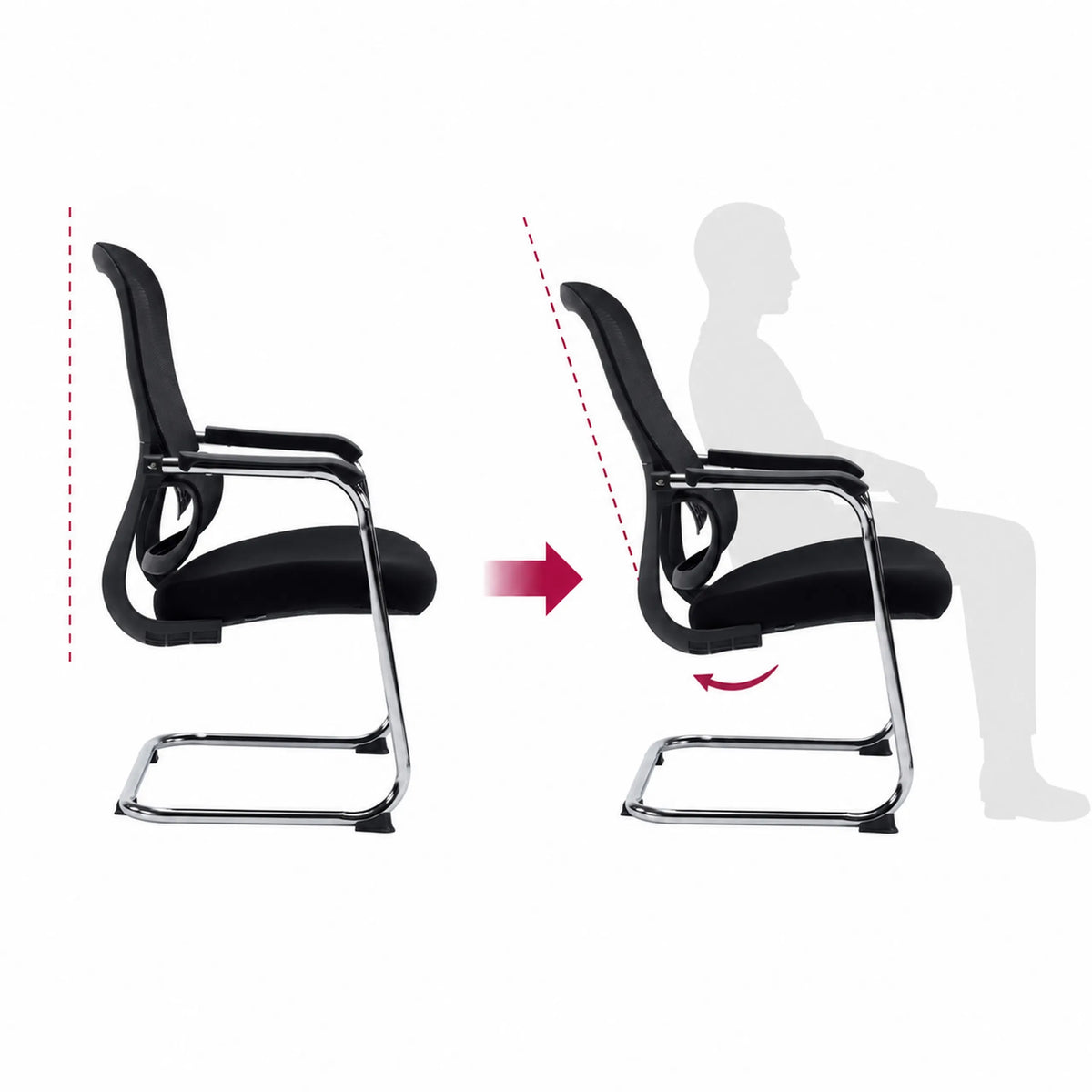 Tilt mechanism of the backrest of the Ergomy Meet cantilever chair in black by hjh OFFICE