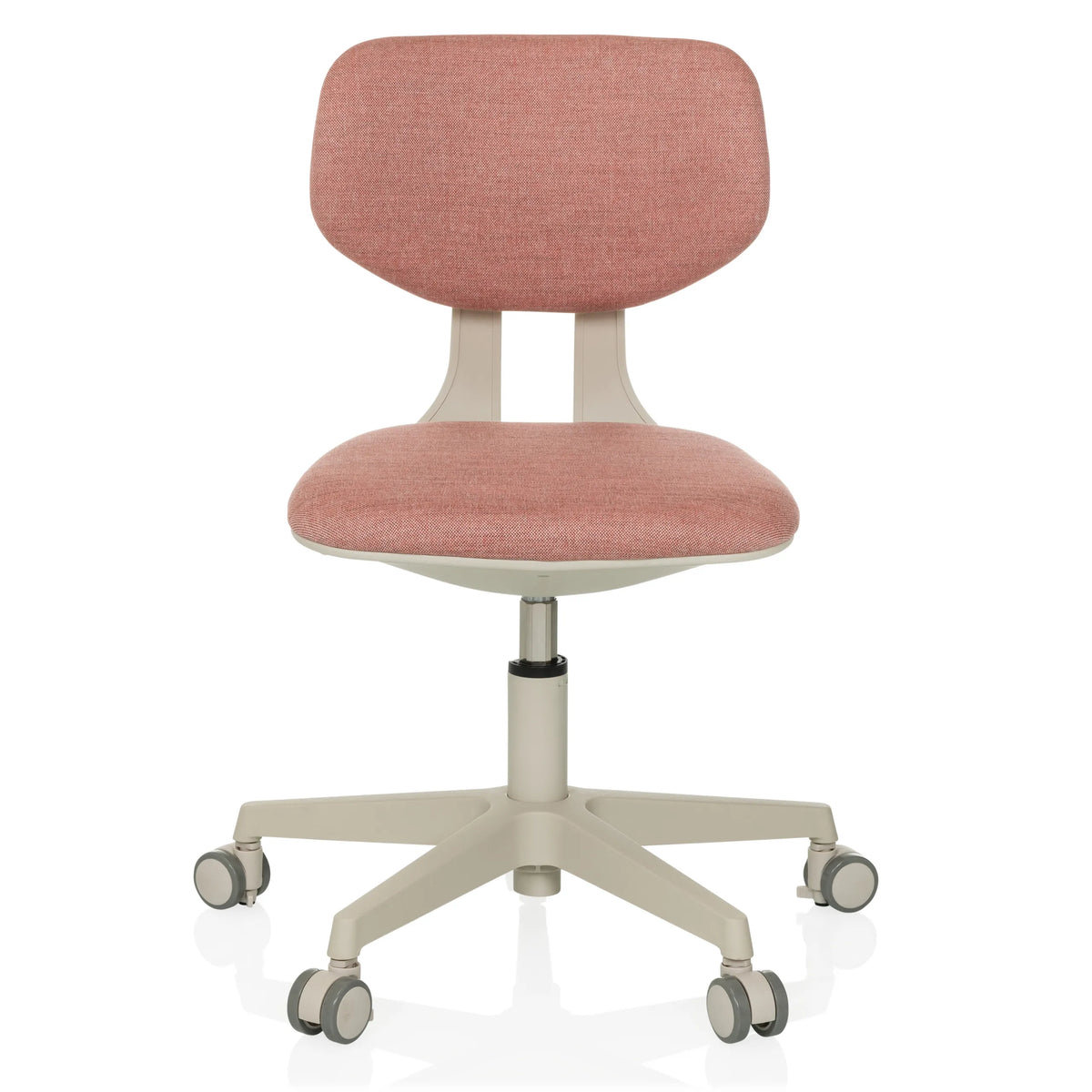 Pink Swivel Chair – Children KIDDY CLASSIC with padded seat and five-caster base by hjh OFFICE – 360-degree view (front view 0°)