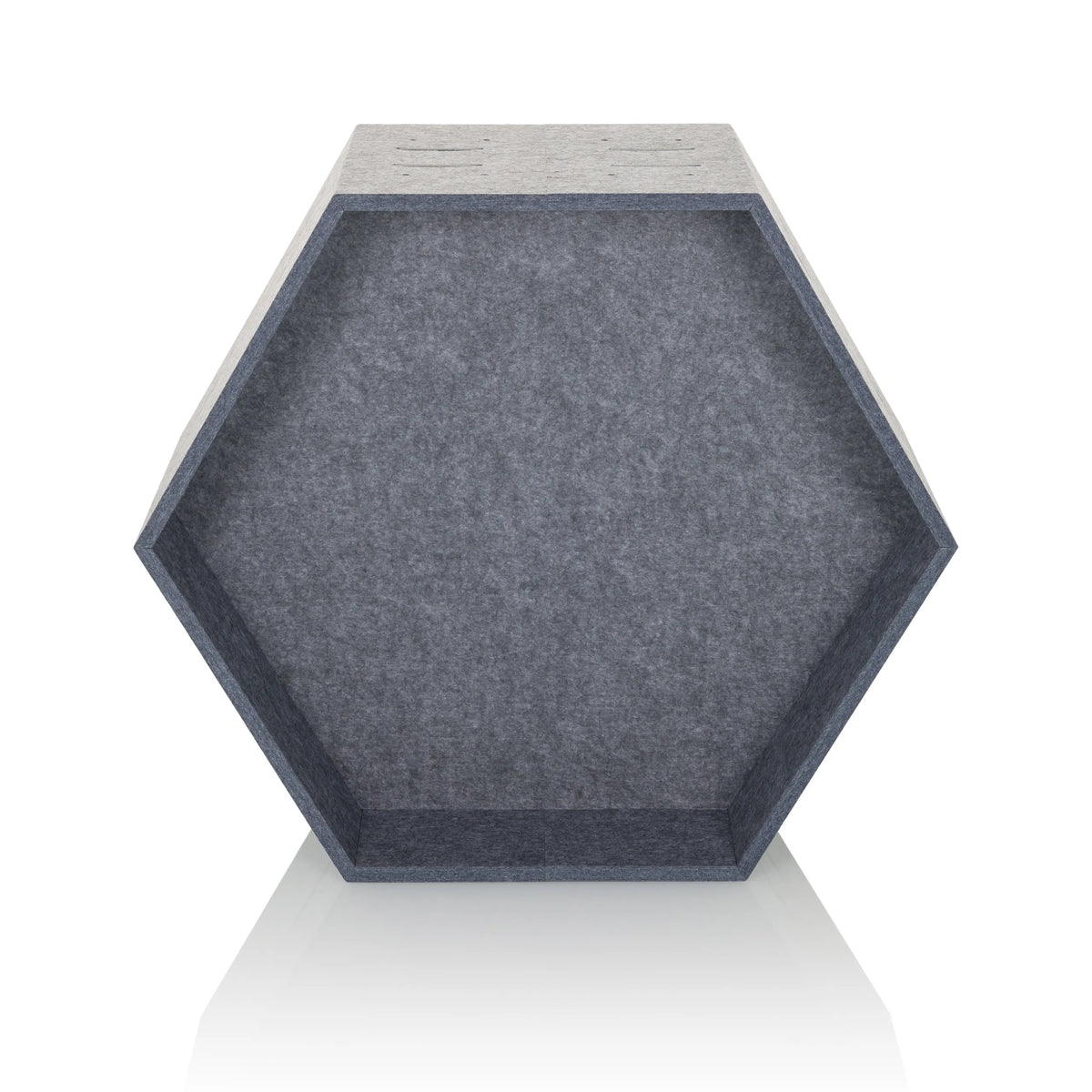 Grey hexagonal felt partition wall FLEXMIUT STORE B by hjh OFFICE – 360-degree view (front view 0°)