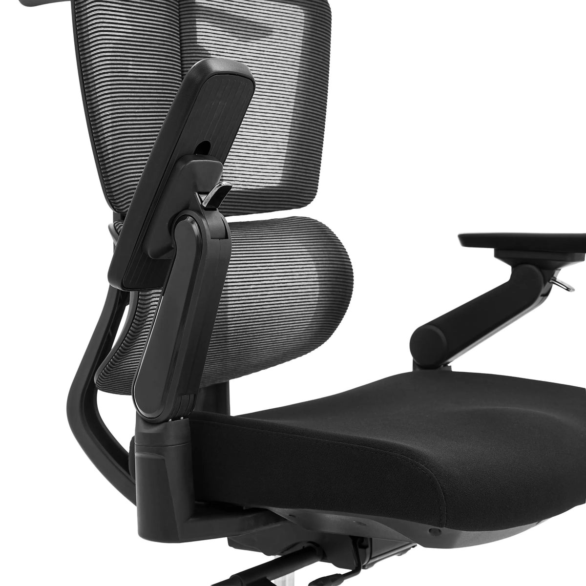 Adjustable armrest of the Ergo U2 Flex3 Professional Office Chair with mesh backrest and black fabric cover by hjh OFFICE