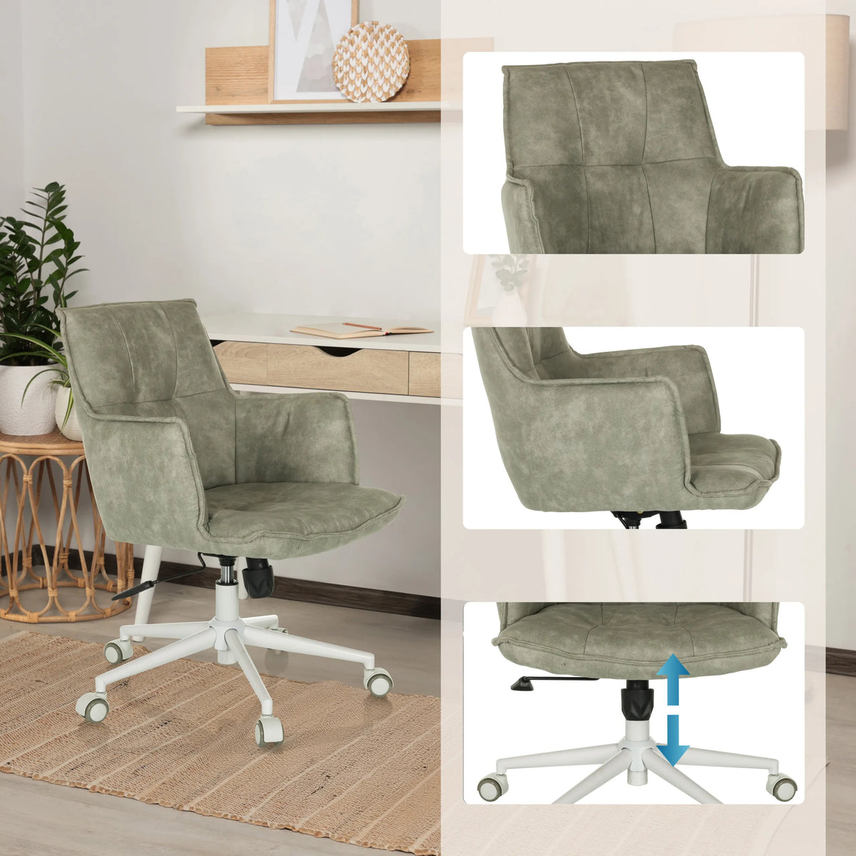 Grey Home Office Chair SOLAO LIFE W with padding and height-adjustable base by hjh LIVING