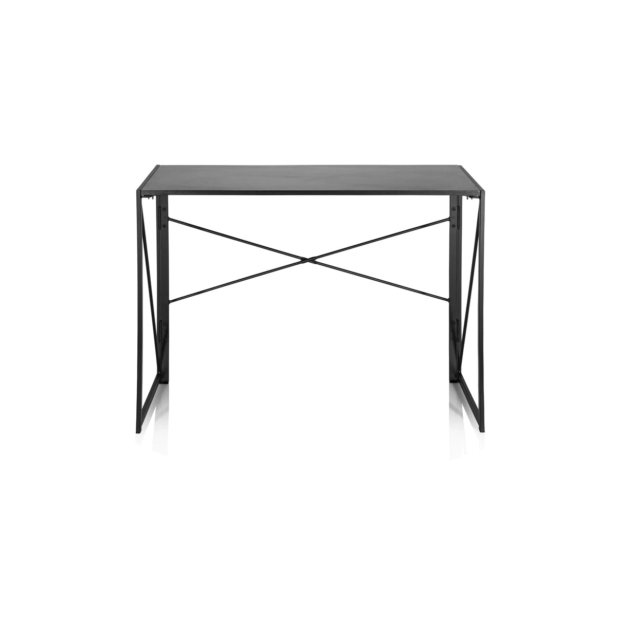 Black Folding desk EASY UP MULTI with an X-brace for stability by hjh OFFICE – 360-degree view (front view 0°)