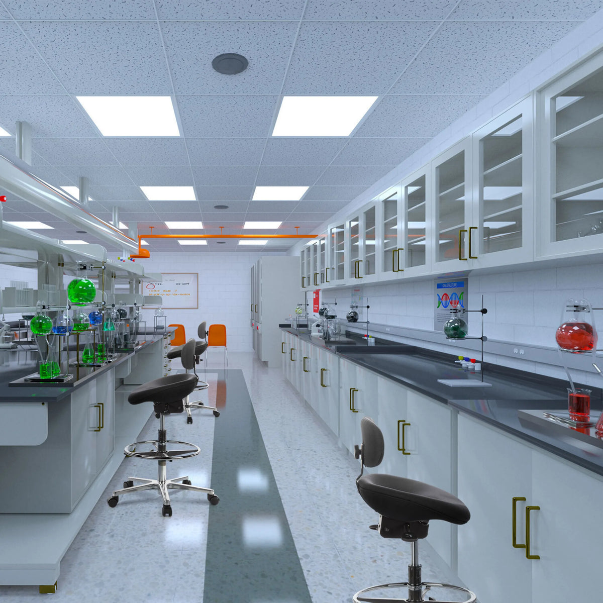 Black WORK MF counter chairs with adjustable height in a laboratory by hjh OFFICE