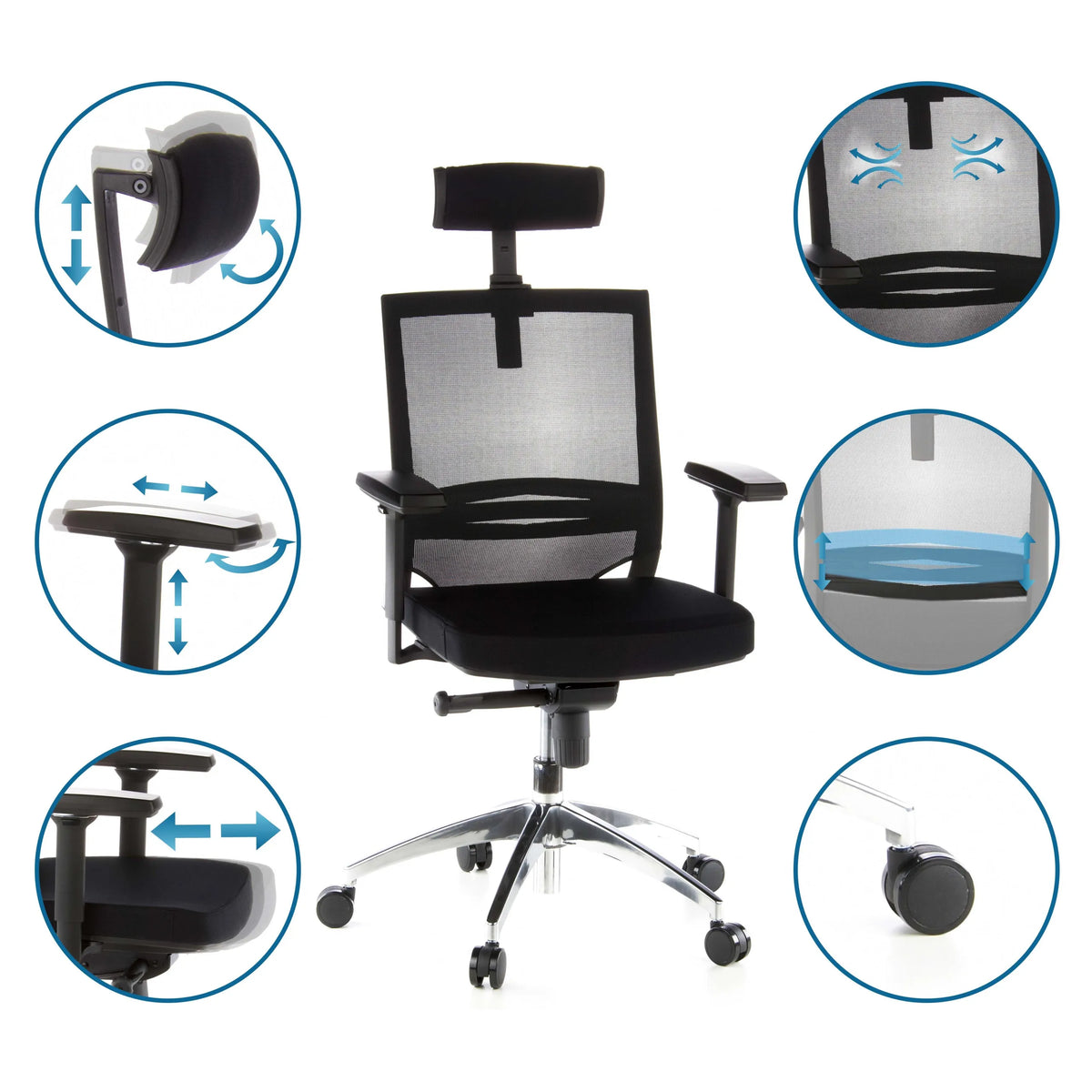 Professional Office Chair PORTO MAX in black with various adjustment options by hjh OFFICE