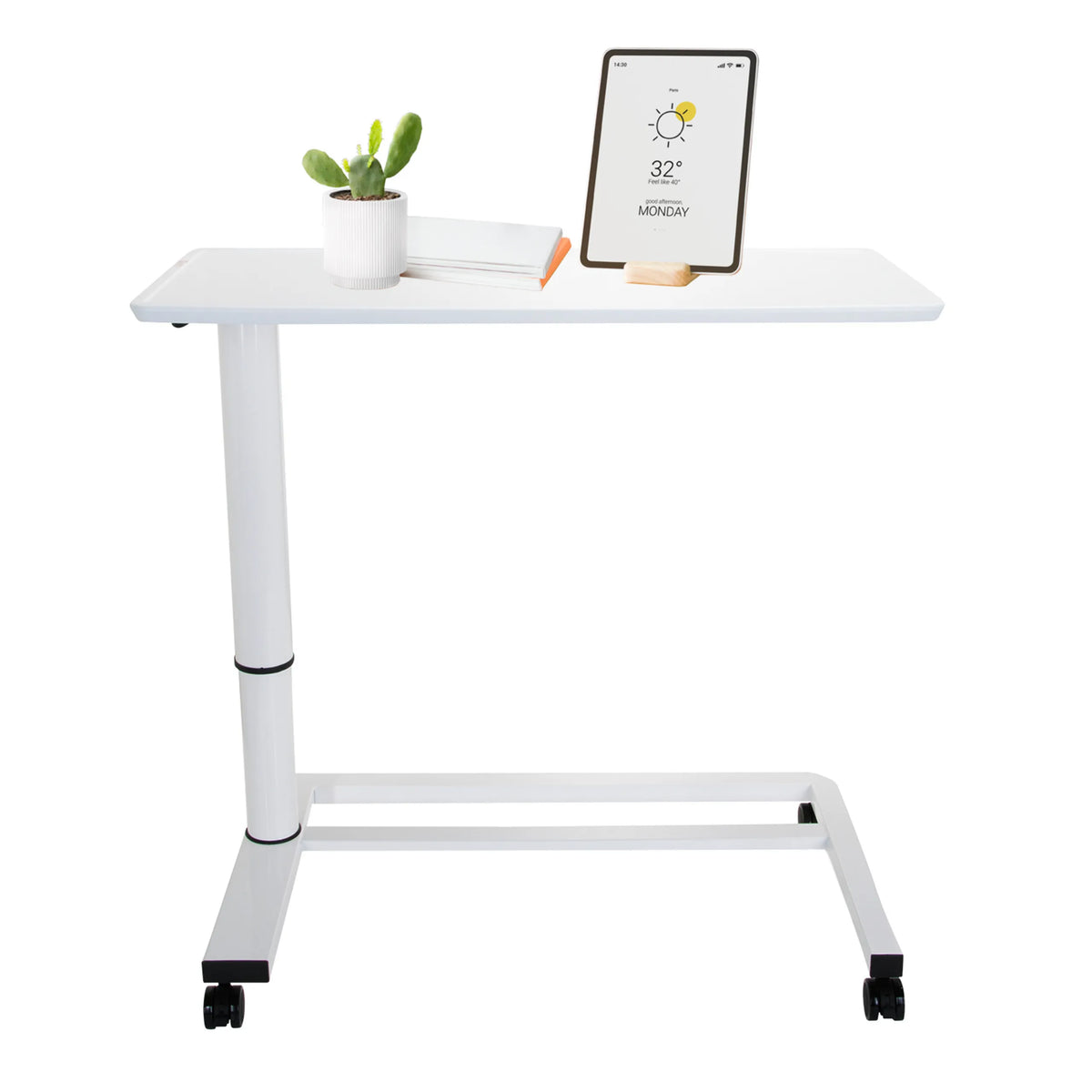 White Standing desk STAND II with castors and a tabletop by hjh OFFICE