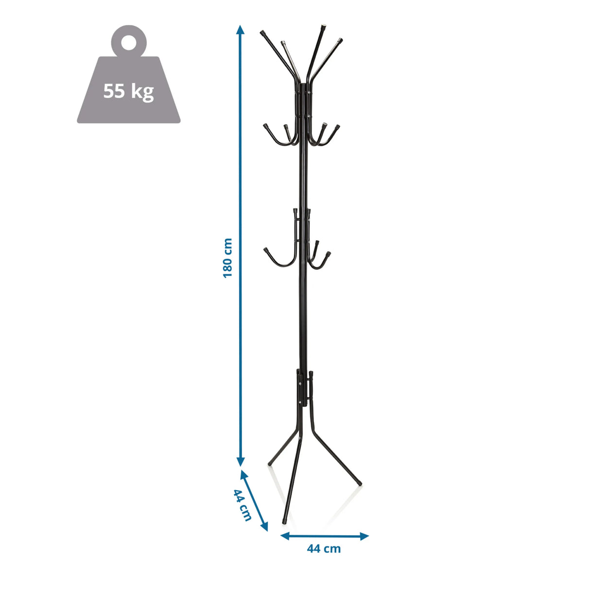 Dimensional drawing of the Coat Stand SPACE IV with a height of 180 cm by hjh OFFICE