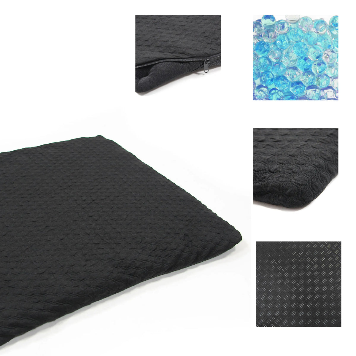 Black Seat Cushion MEDISIT I with textured surface and blue gel filling by hjh OFFICE