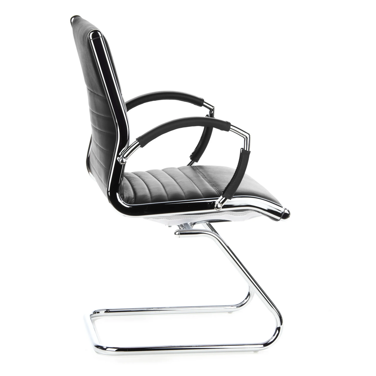 Black Cantilever chair PARMA V with crossbars and armrests by hjh OFFICE – 360-degree view (side profile 100°)