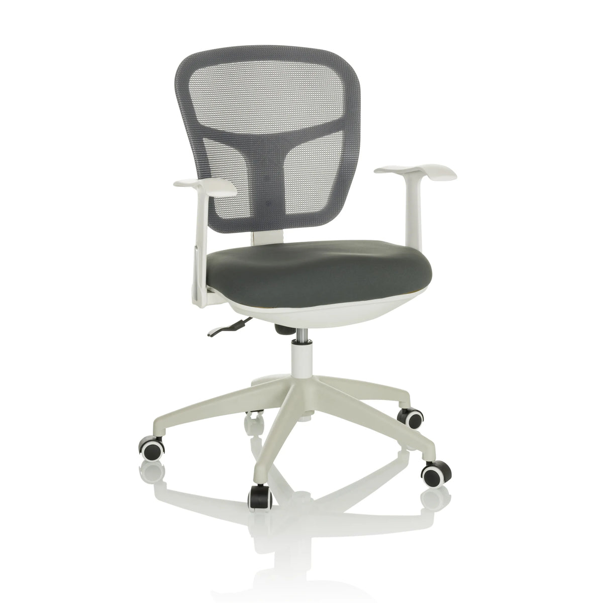 Grey Home Office Chair TOP 108 W with mesh back and five-caster base by hjh OFFICE – 360-degree view (front view 15°)