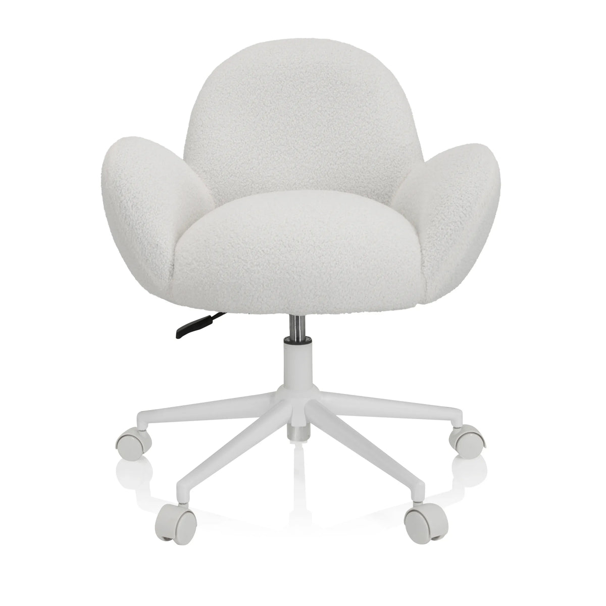 White Swivel Chair – Children KID TEDDY I with textured upholstery and five-caster base by hjh OFFICE – 360-degree view (front view 0°)