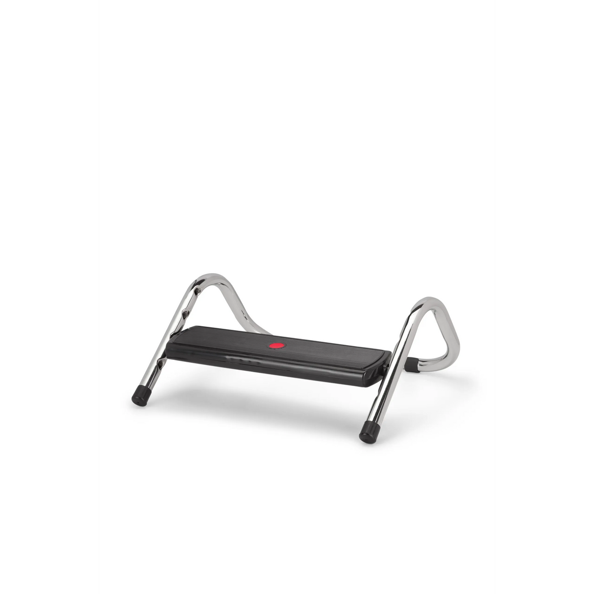 Black Footrest PODI IV with chrome-plated metal frame and rubber feet by hjh OFFICE – 360-degree view (side profile 90°)