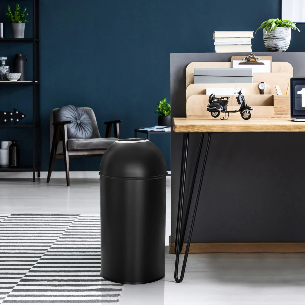 Black wastepaper bin CLEAN OR 50 with a 50 litre capacity by hjh OFFICE