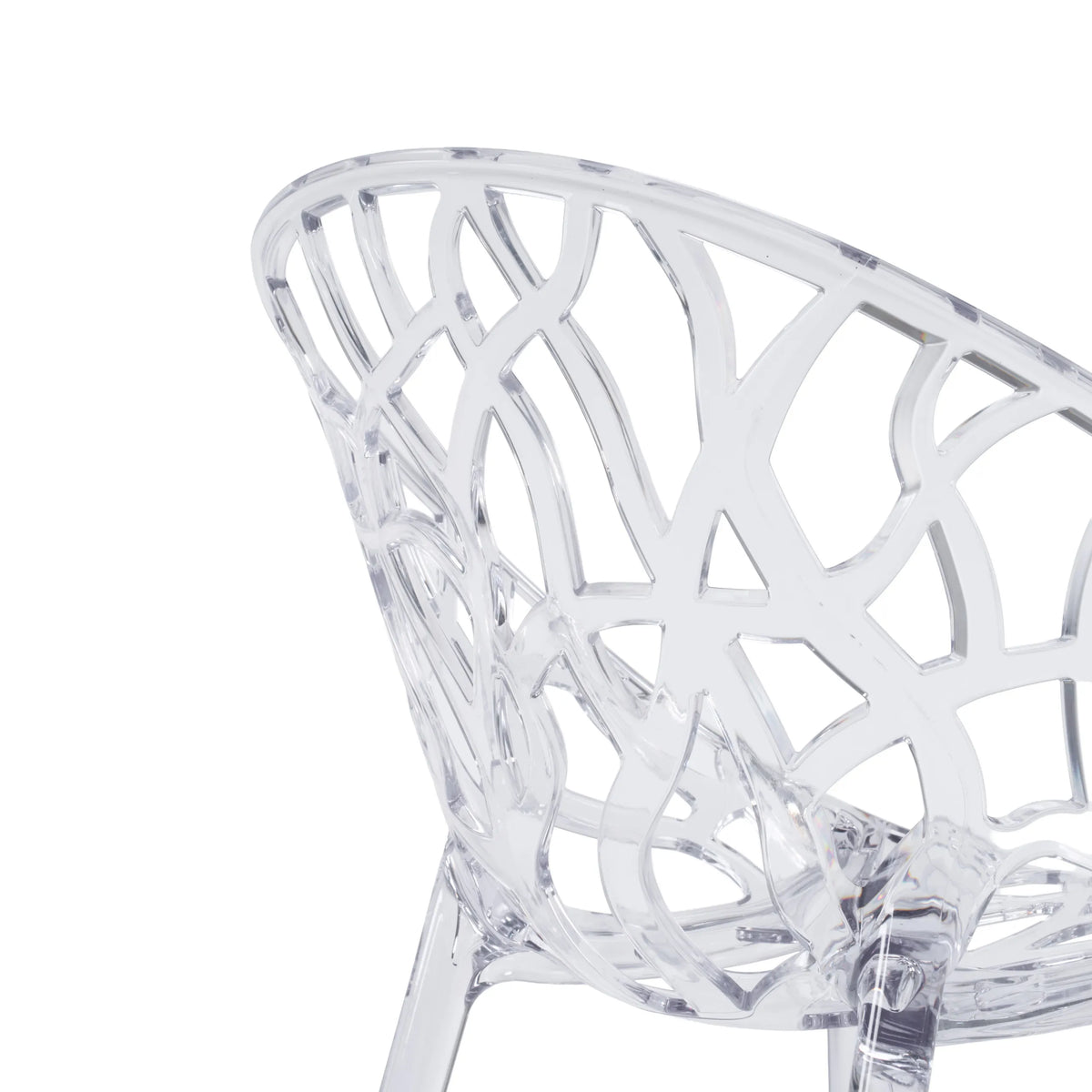 Mesh backrest made of transparent plastic of the four-legged chair Artifo T by hjh LIVING