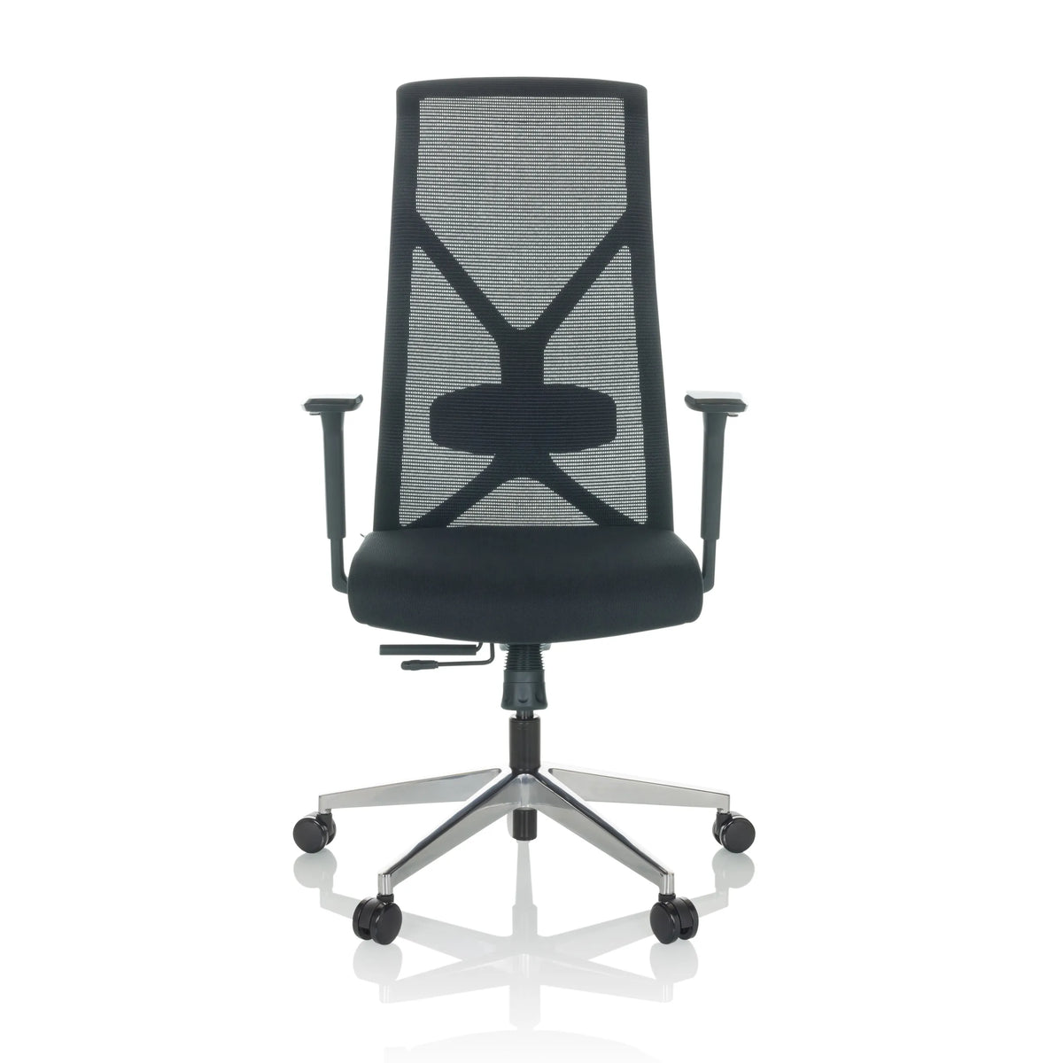 Black Professional Office Chair AZURRO B with mesh back and five-caster base by hjh OFFICE – 360-degree view (front view 0°)
