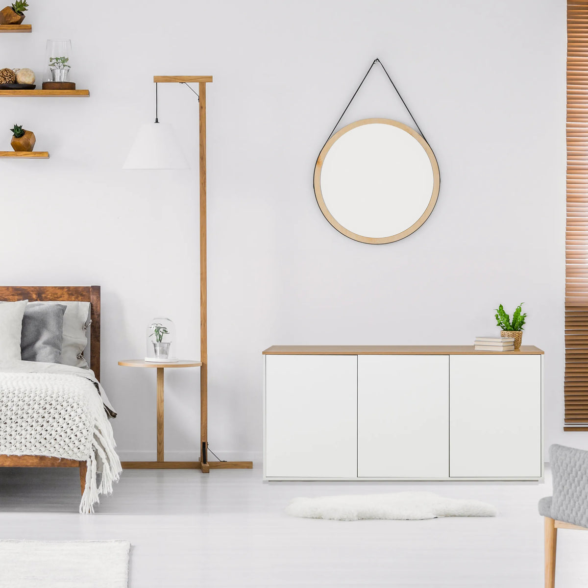 Sideboard KELO S in white with oak top by hjh LIVING
