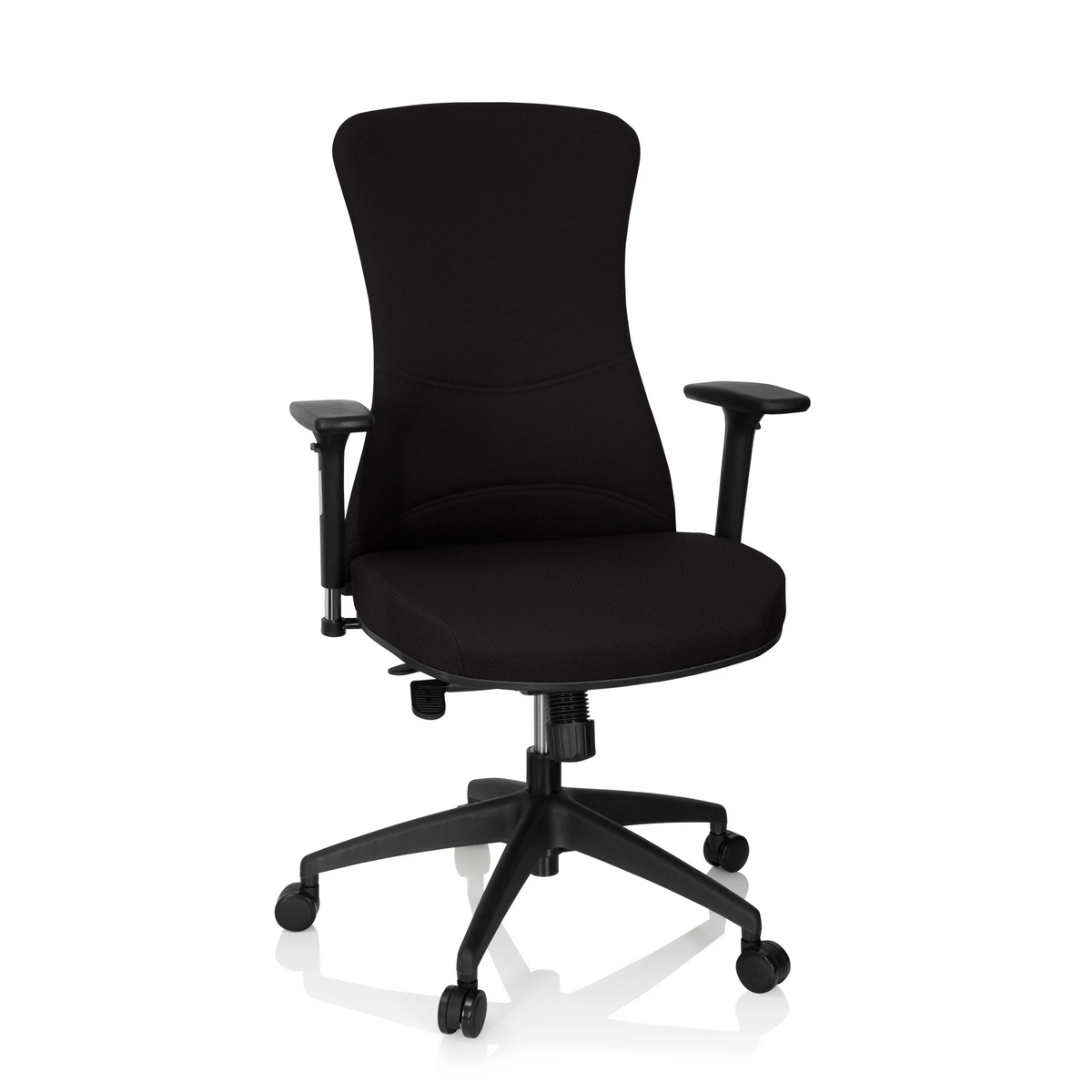 Black Professional Office Chair OFFICE XT PRO with armrests and five-caster base by hjh OFFICE – 360-degree view (front view 20°)