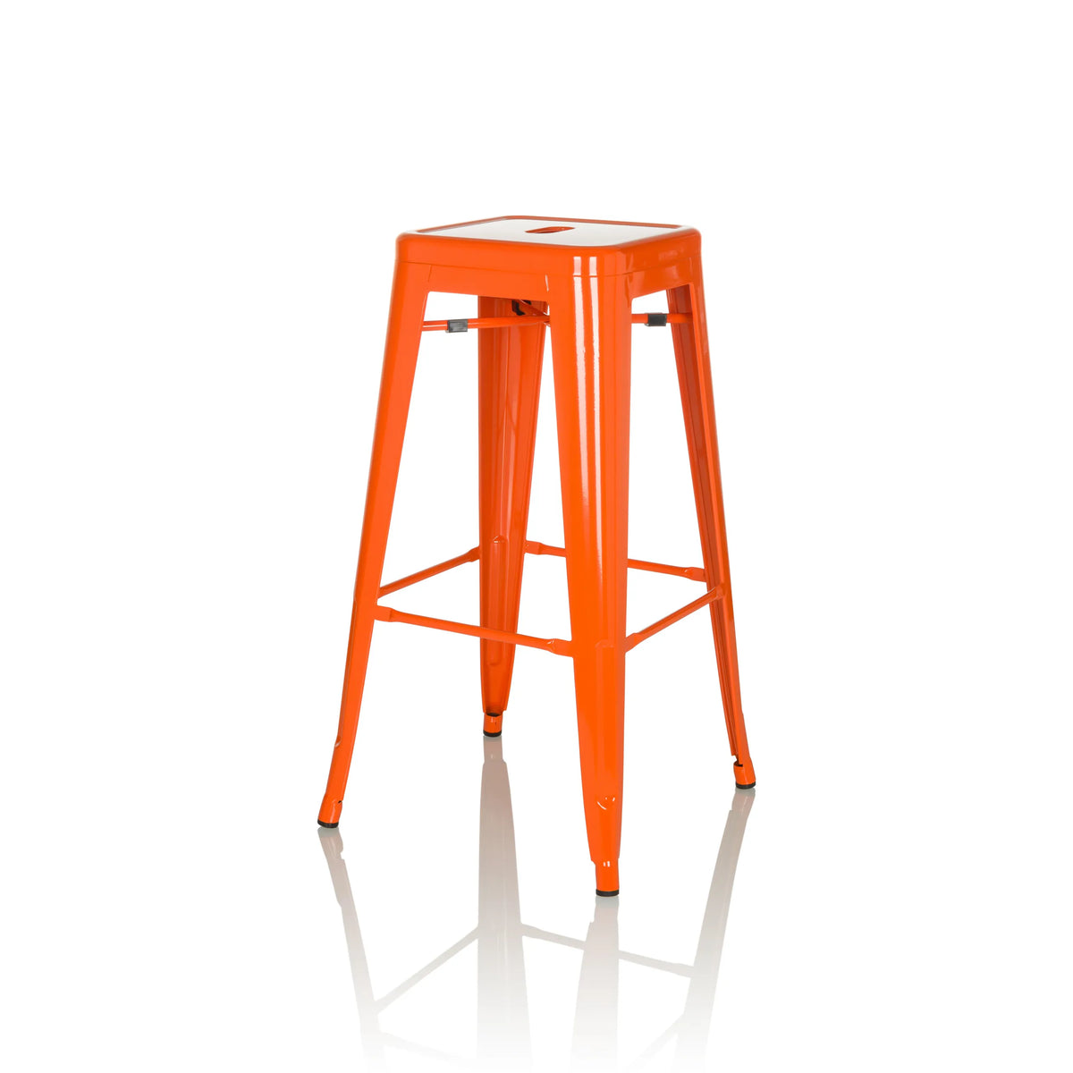 Orange Bar stool VANTAGGIO HIGH with four legs and integrated footrests by hjh OFFICE – 360-degree view (front three-quarter view 60°)