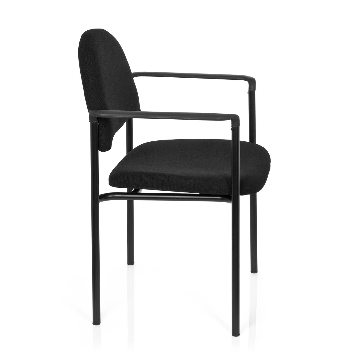 Black four-legged chair XT 700 with armrests and padded seat by hjh OFFICE – 360-degree view (side profile 80°)