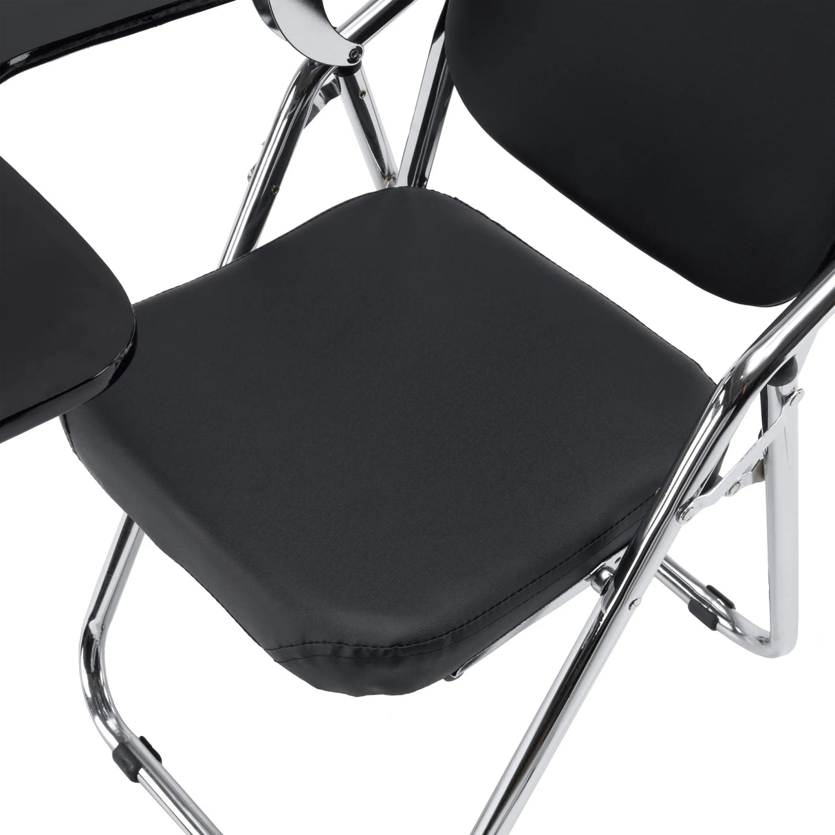 Black seat and chrome frame of the Folding chair Esto T by hjh OFFICE