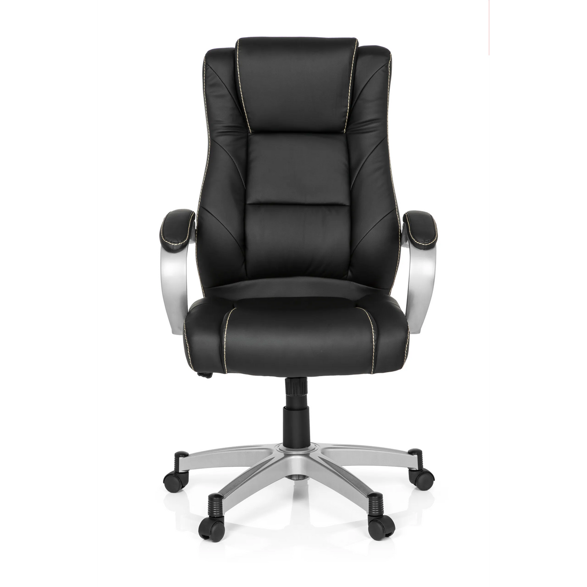 Black Gaming chair RELAX CL180 with padding and five-caster base by MyBuero – 360-degree view (front view 0°)