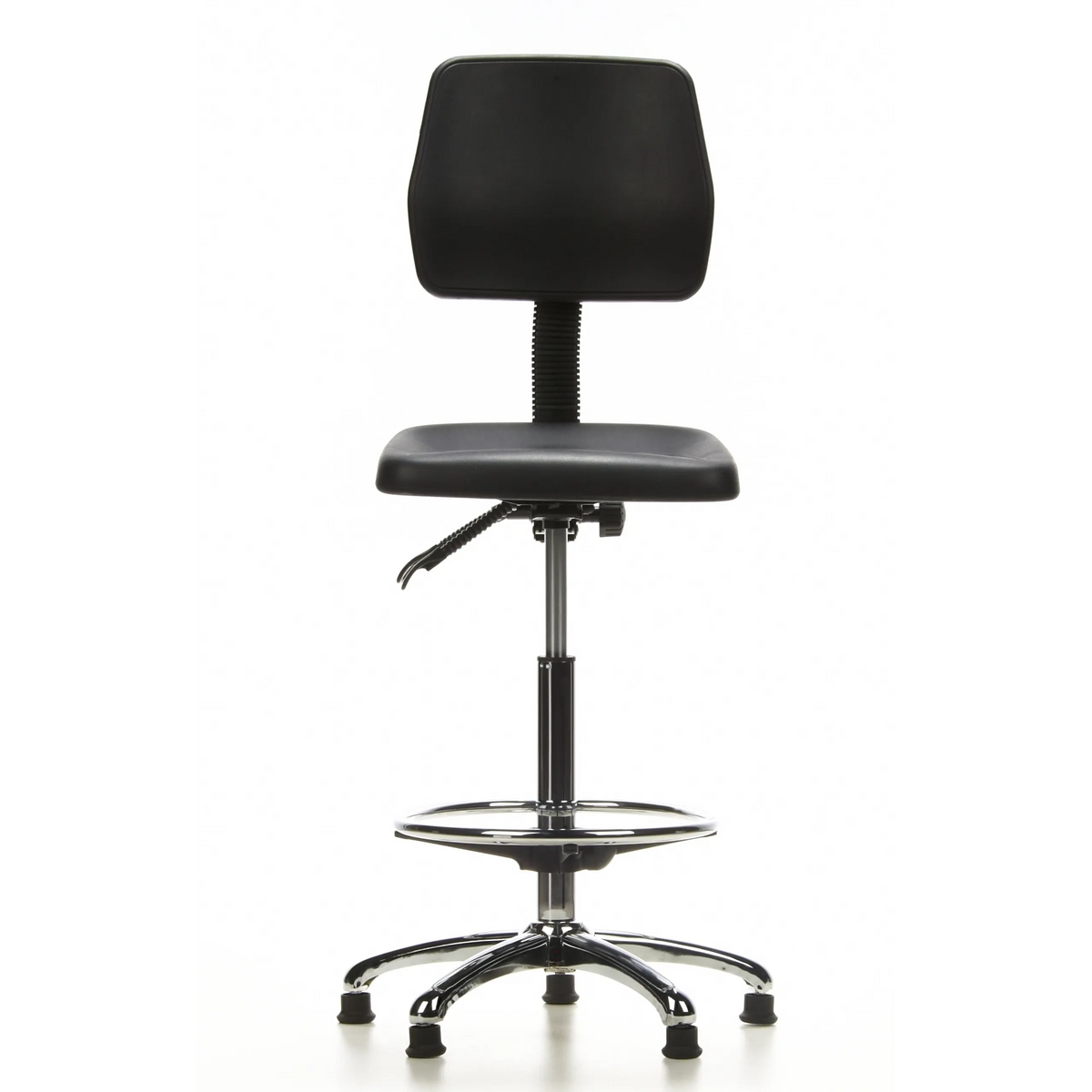 Black Counter chair TOP WORK 11 with foot ring and five-star base by hjh OFFICE – 360-degree view (front view 0°)