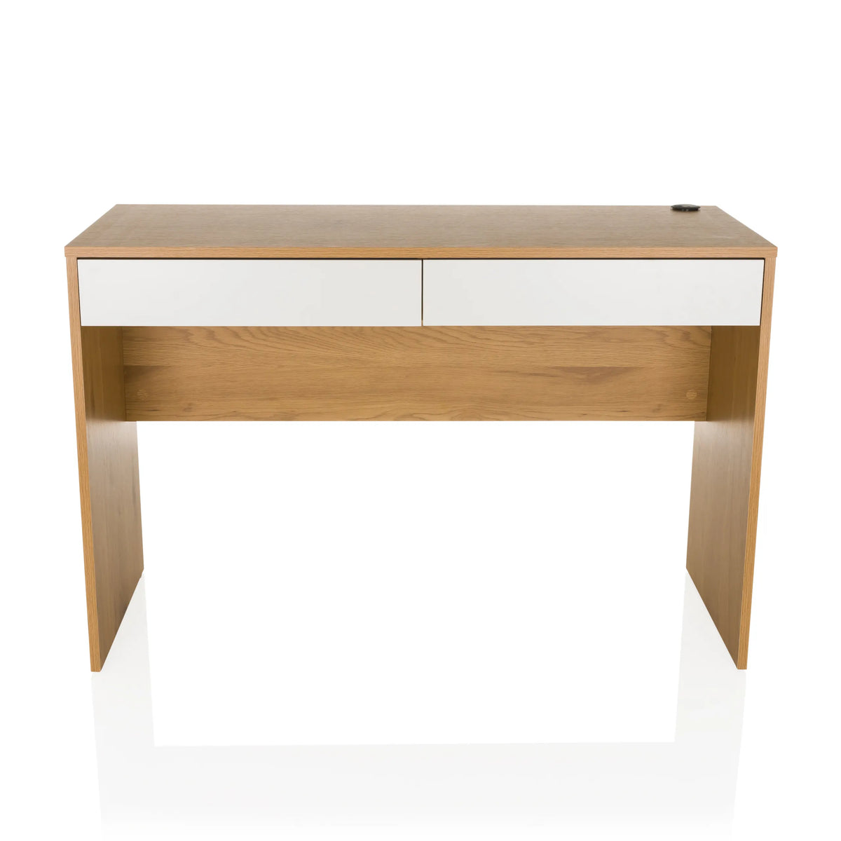 Office Desk BERGA in oak and white with two drawers and cable outlet by hjh LIVING – 360-degree view (front view 0°)