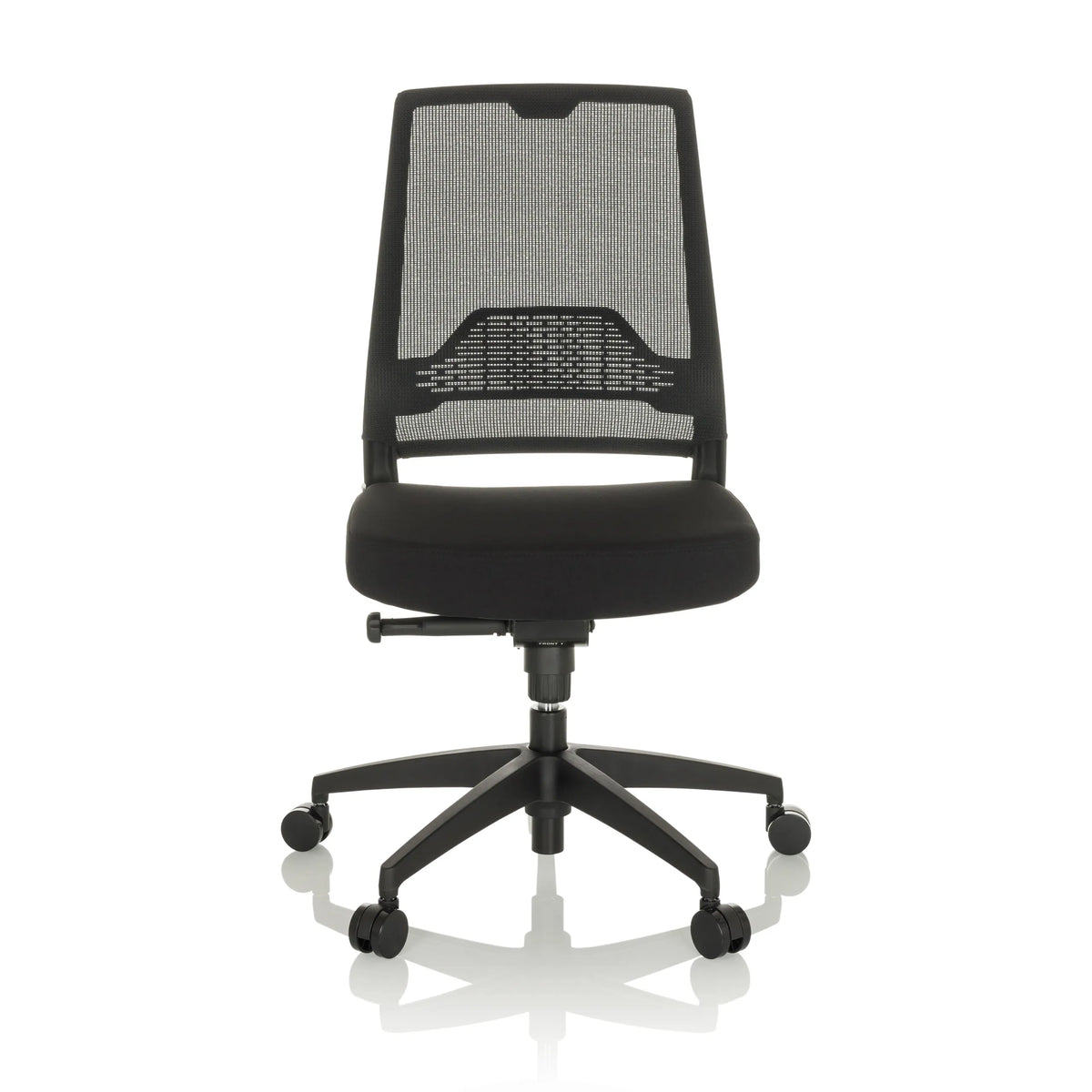 Black Professional Office Chair PORTO ECO I with mesh back and five-caster base by hjh OFFICE – 360-degree view (front view 0°)