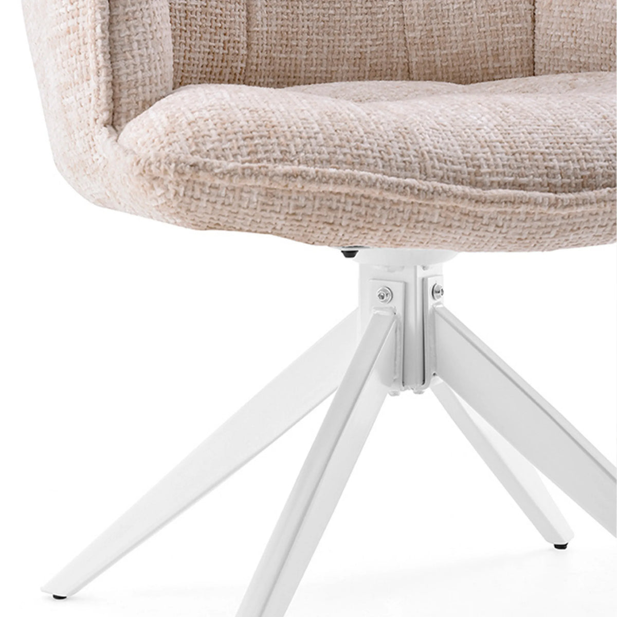 Beige textured fabric and white star base of the Dining chair Tavaro by hjh LIVING