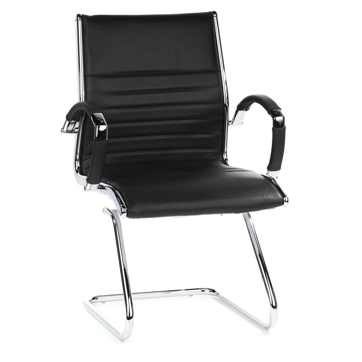 Black Cantilever chair PARMA V with crossbars and armrests by hjh OFFICE – 360-degree view (front view 20°)