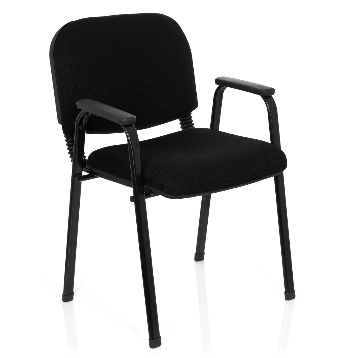 Black Four-legged chair XT 650 with armrests and padded seat by hjh OFFICE – 360-degree view (front three-quarter view 40°)