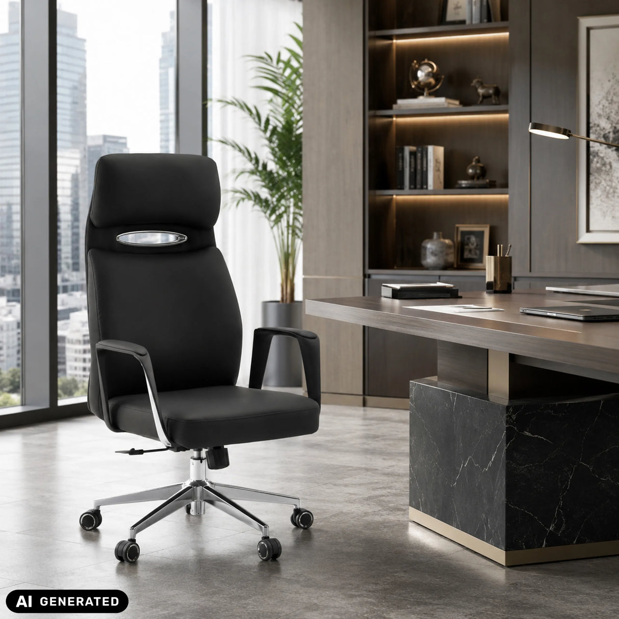 Black Professional Executive Chair VELVET ECO with chrome frame and carpet castors by hjh OFFICE