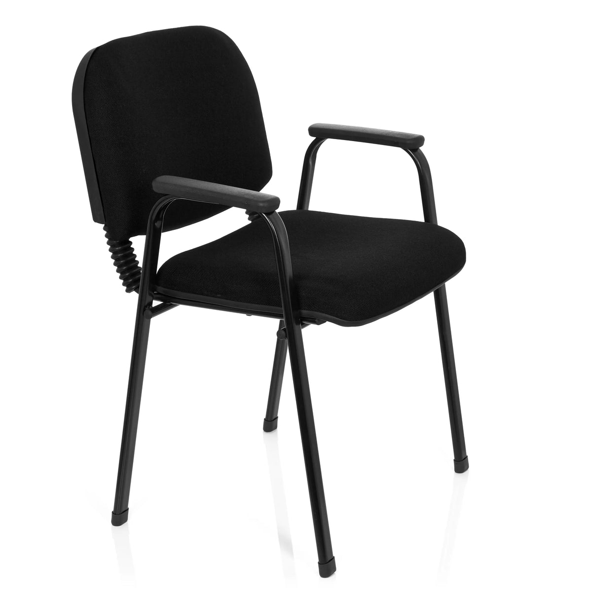 Black Four-legged chair XT 650 with armrests and padded seat by hjh OFFICE – 360-degree view (front three-quarter view 60°)