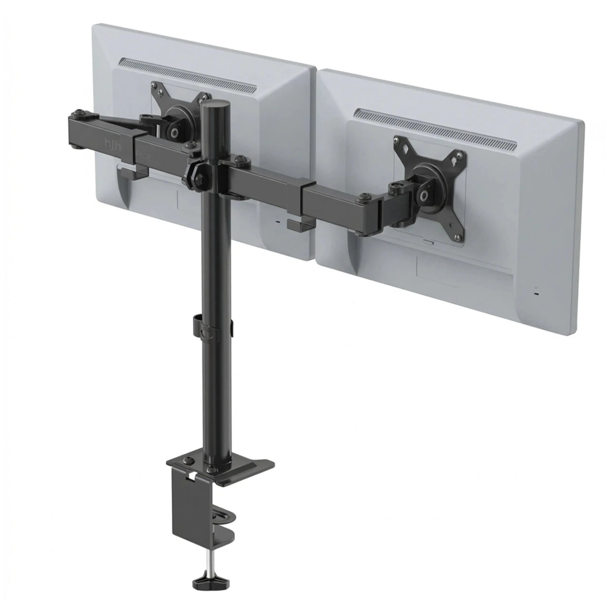 Black Monitor Mount Ergomount M2 for two screens with desk attachment by hjh OFFICE