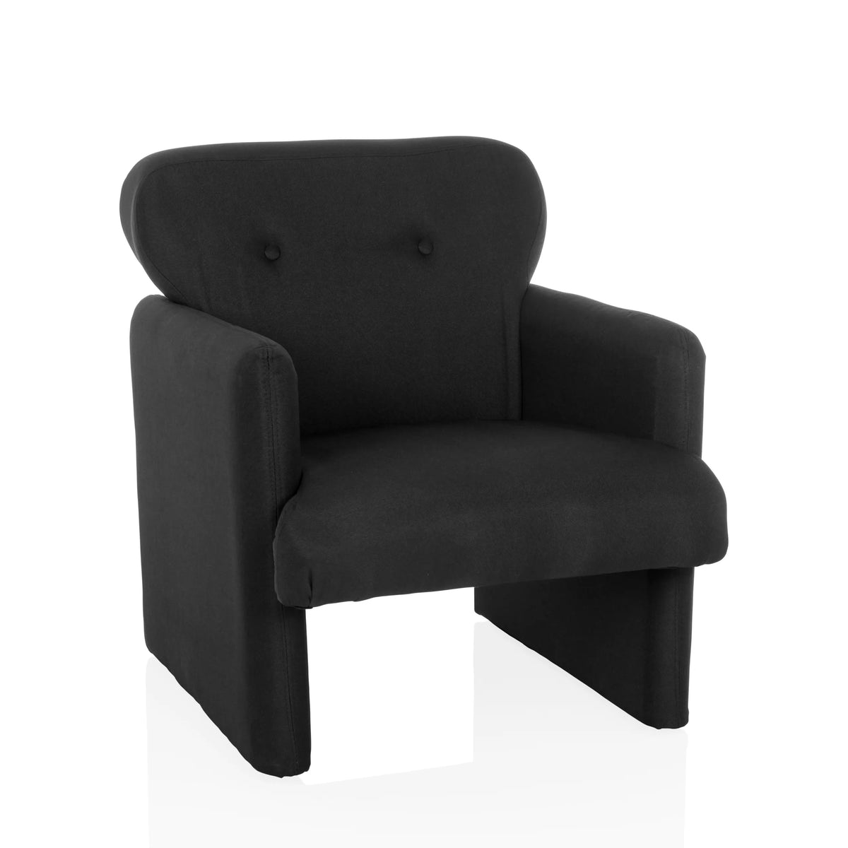 Black Lounge Chair CARIPITO with fabric upholstery and two buttons on the backrest by hjh LIVING – 360-degree view (front view 15°)