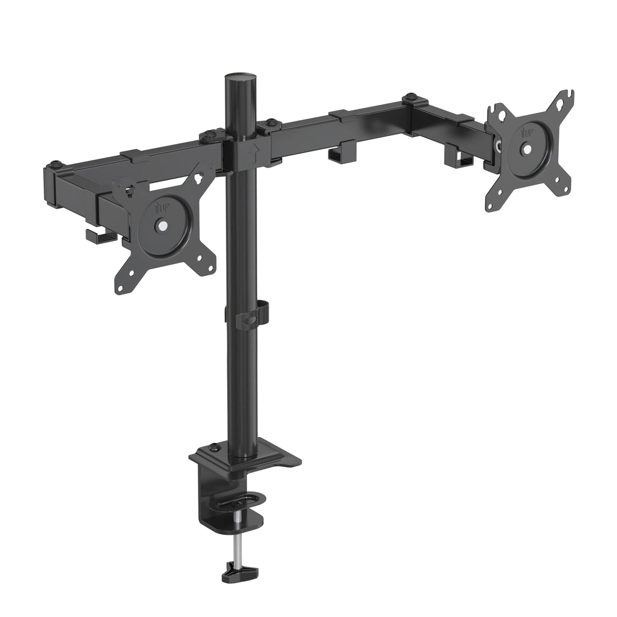 Black Monitor Mount Ergomount M2 for two screens with desk mounting by hjh OFFICE