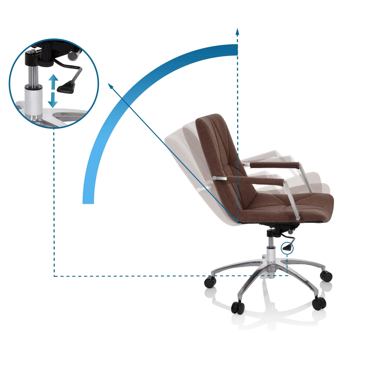 Adjustable backrest and gas spring of the Home Office Chair SARANTO II by hjh OFFICE