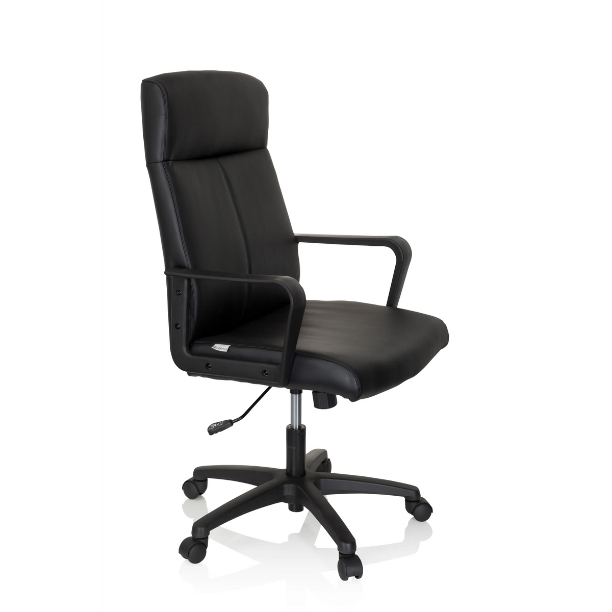 Black Professional Executive Chair LISSO with armrests and five-caster base by hjh OFFICE – 360-degree view (front three-quarter view 60°)