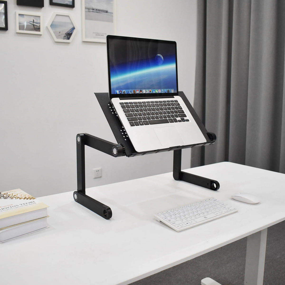 VM-SA II desk pad in black with a laptop on a white desk by hjh OFFICE