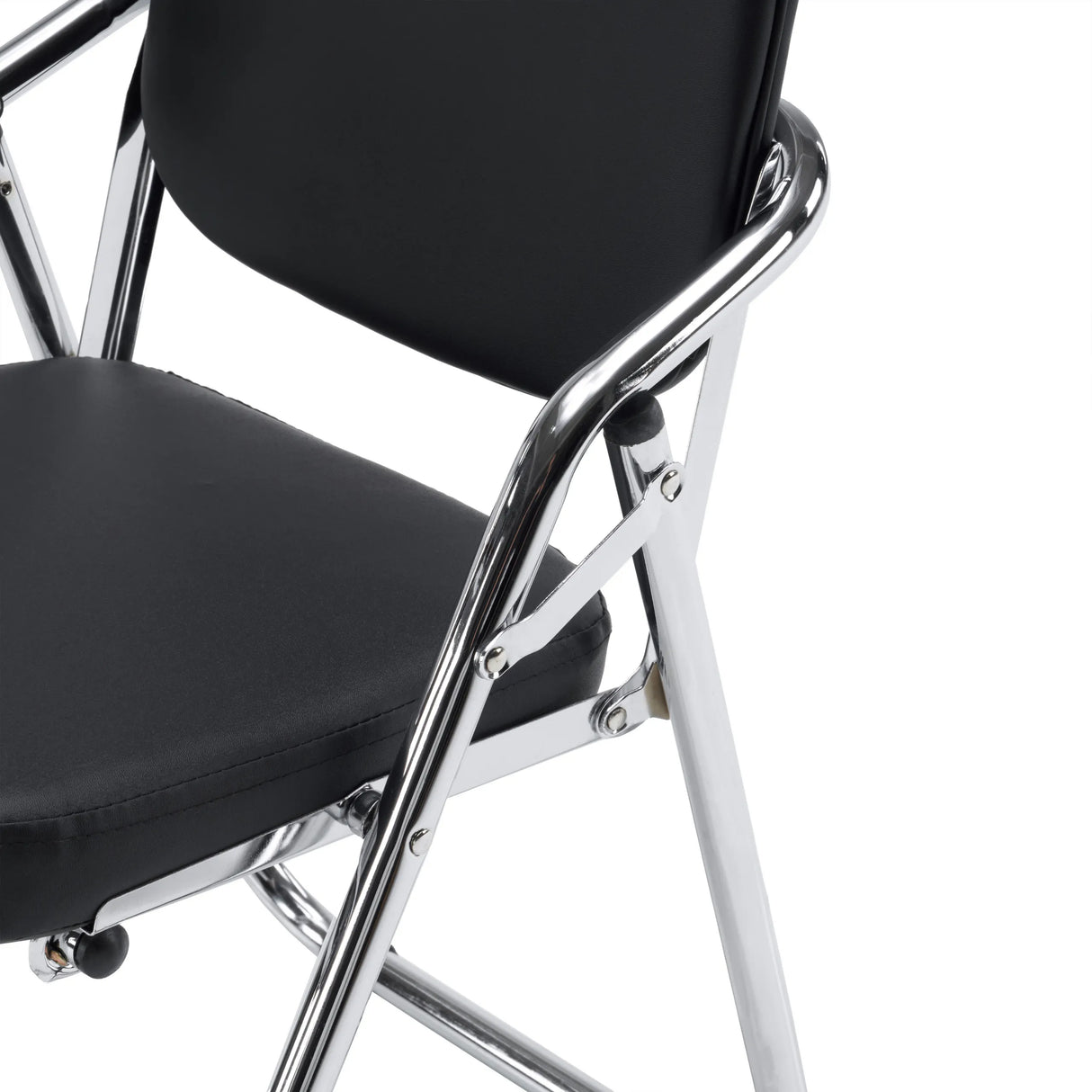 Chrome frame and black upholstery of the Folding chair Esto T by hjh OFFICE