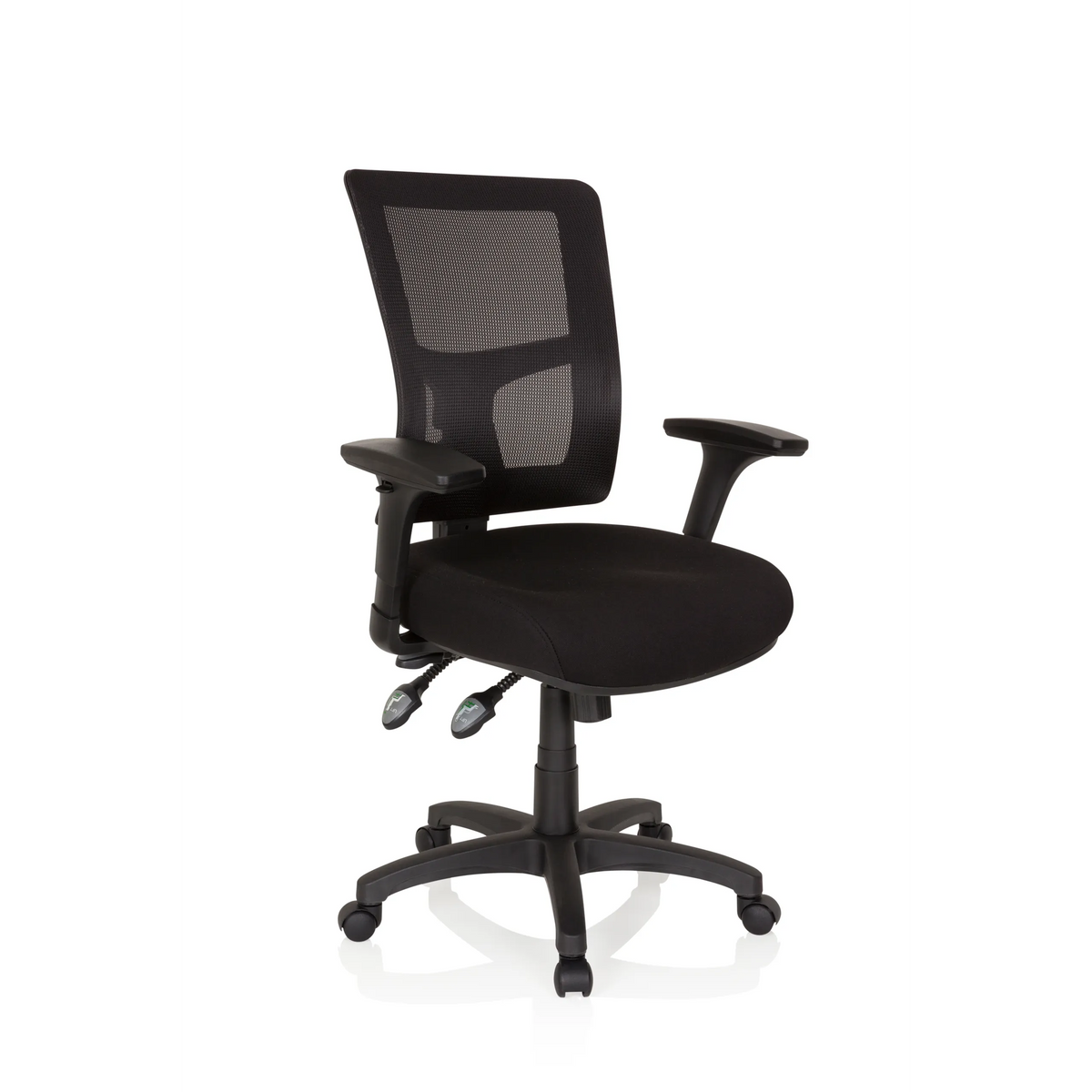 Black Professional Executive Chair IMPACT PRO with mesh back and five-caster base by hjh OFFICE – 360-degree view (front three-quarter view 40°)