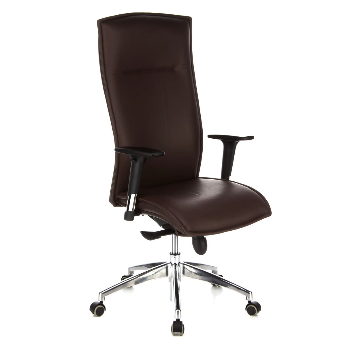 Dark brown Luxury Executive Chair MURANO 20 with armrests and five-caster base by hjh OFFICE – 360-degree view (front three-quarter view 40°)