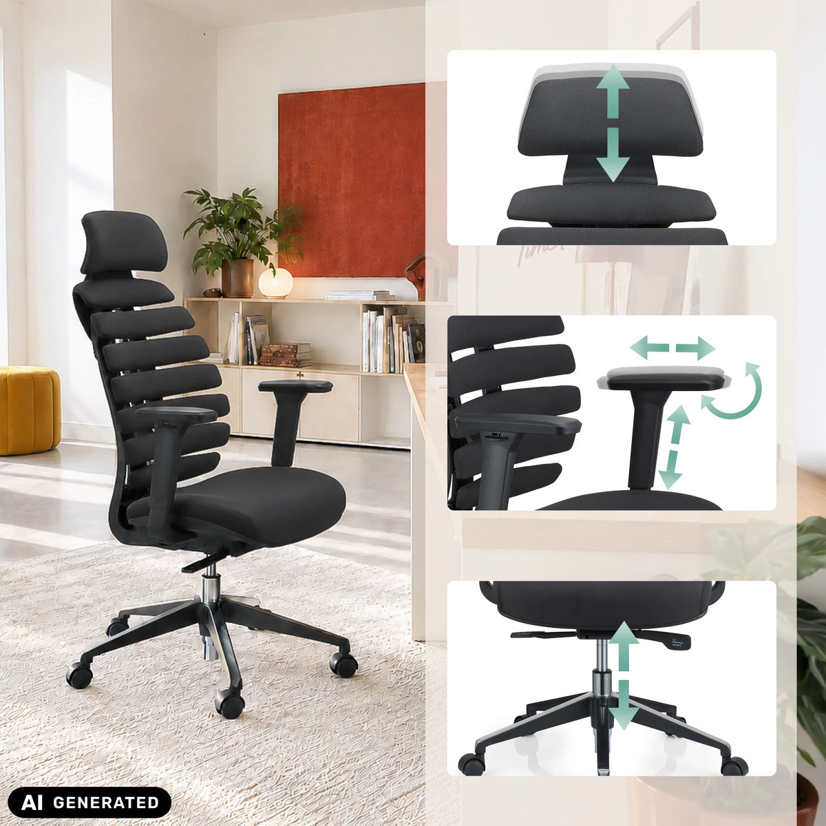 Adjustable features of the Professional Office Chair ERGO LINE II PRO by hjh OFFICE (AI-generated image)